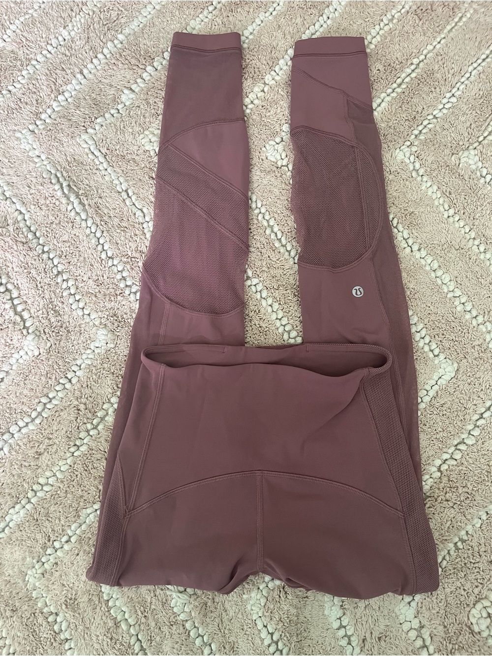 lululemon athletica Mauve/light pink Mesh Panel Leggings